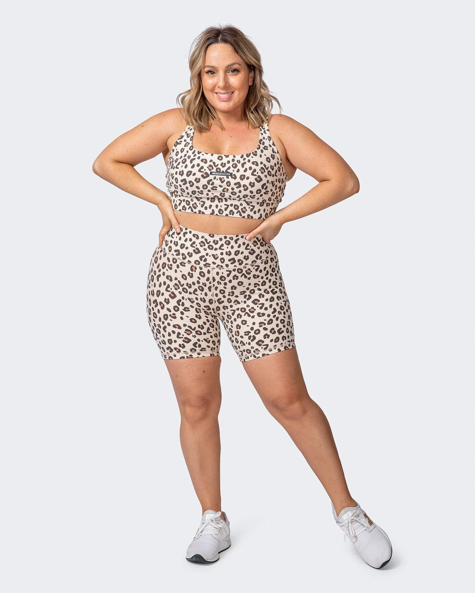 musclenation Bike Shorts SIGNATURE SCRUNCH BIKE SHORTS Cheetah Print