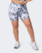 musclenation Bike Shorts SIGNATURE SCRUNCH BIKE SHORTS Grey Black Tie Dye Print