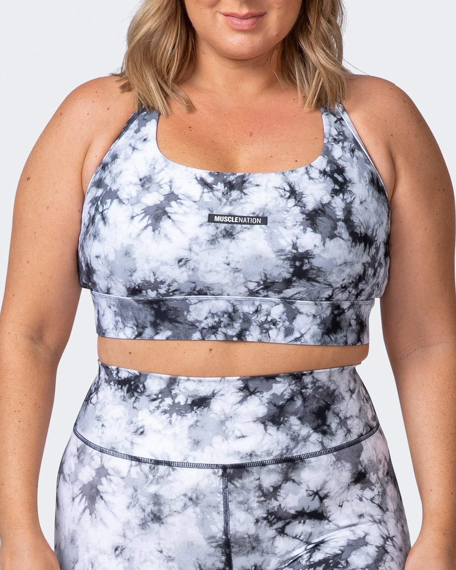 musclenation BRACE YOURSELF BRA Grey Black Tie Dye Print