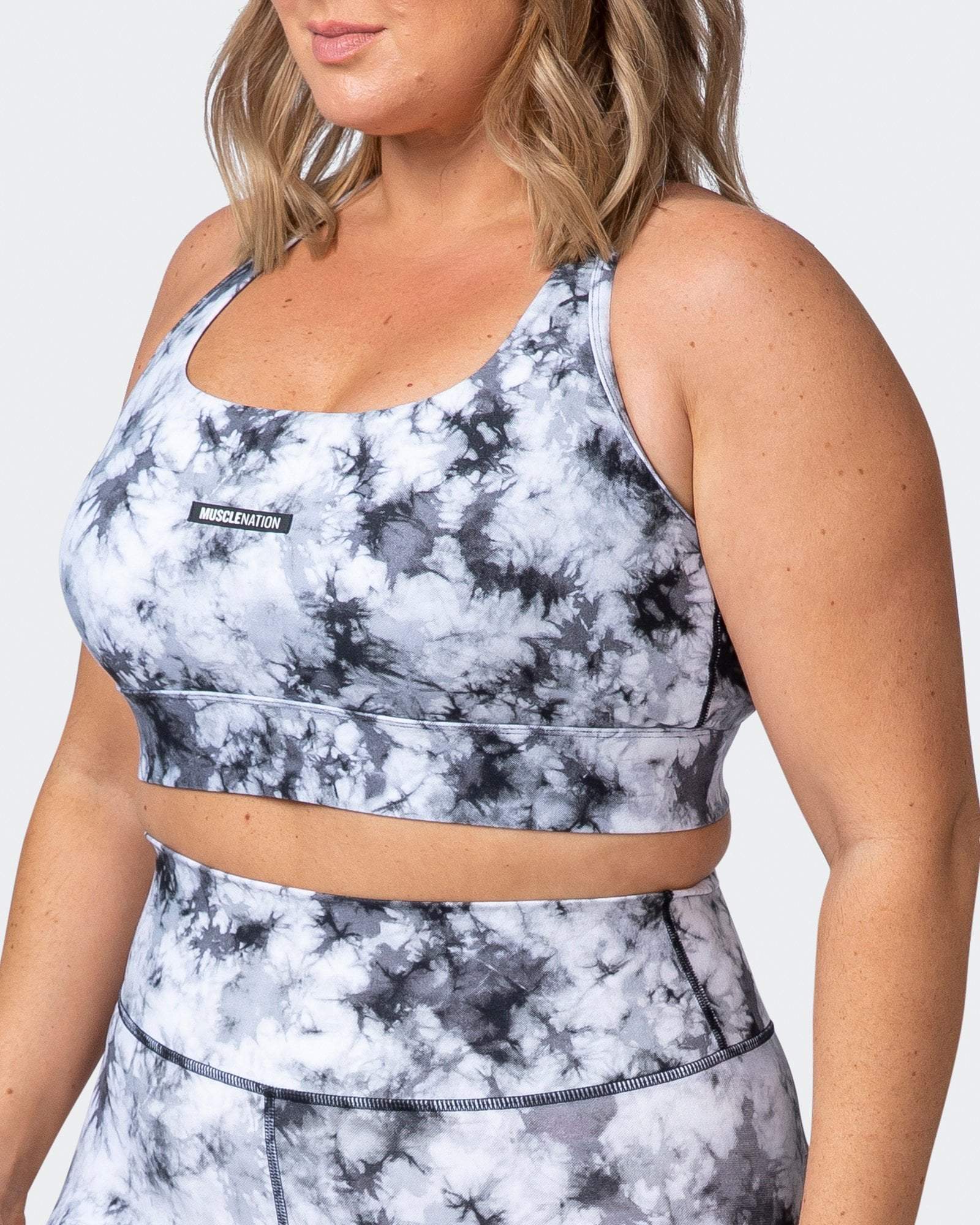 musclenation BRACE YOURSELF BRA Grey Black Tie Dye Print