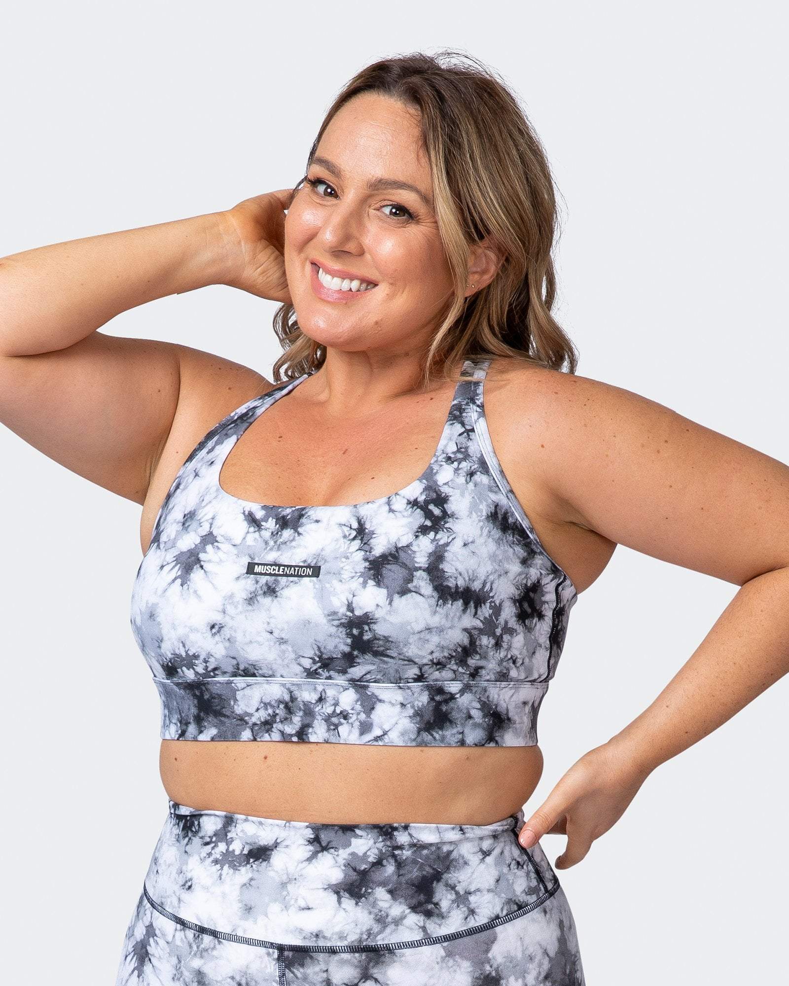 musclenation BRACE YOURSELF BRA Grey Black Tie Dye Print