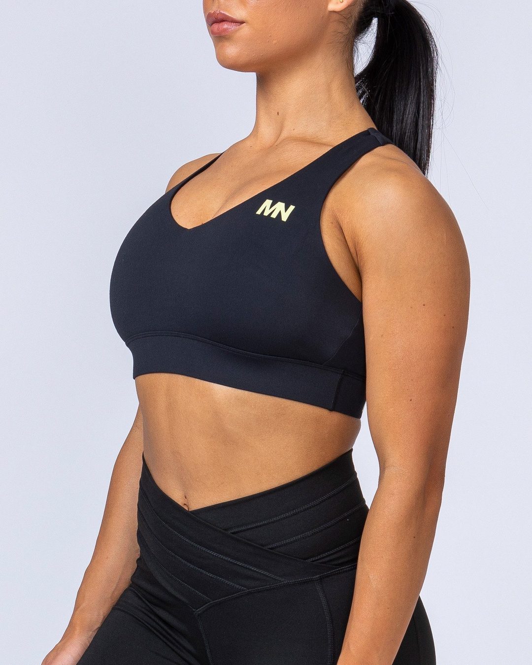 musclenation Comfort Bra - Black with Acid Lime