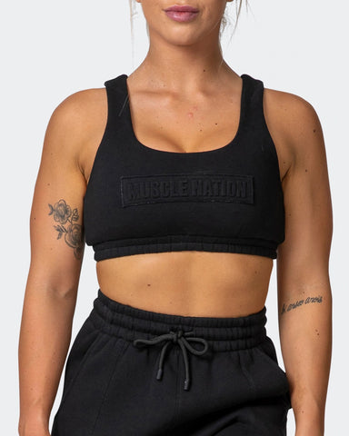 musclenation crop Top, sports bra LOUNGE CROP Black