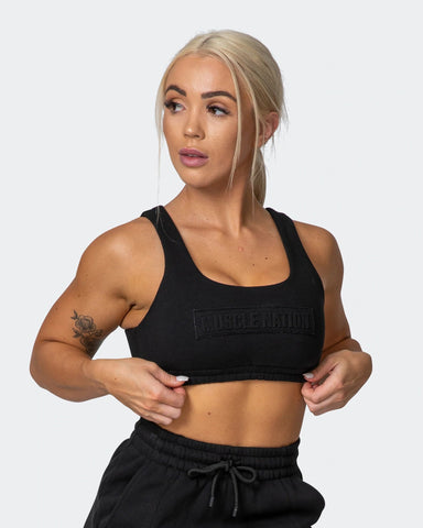 musclenation crop Top, sports bra LOUNGE CROP Black