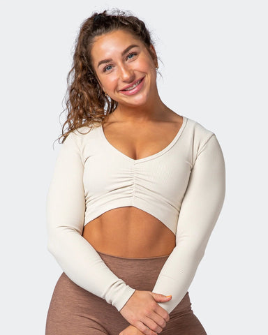 musclenation Crop Tops Align Cropped Rib Top - Cream