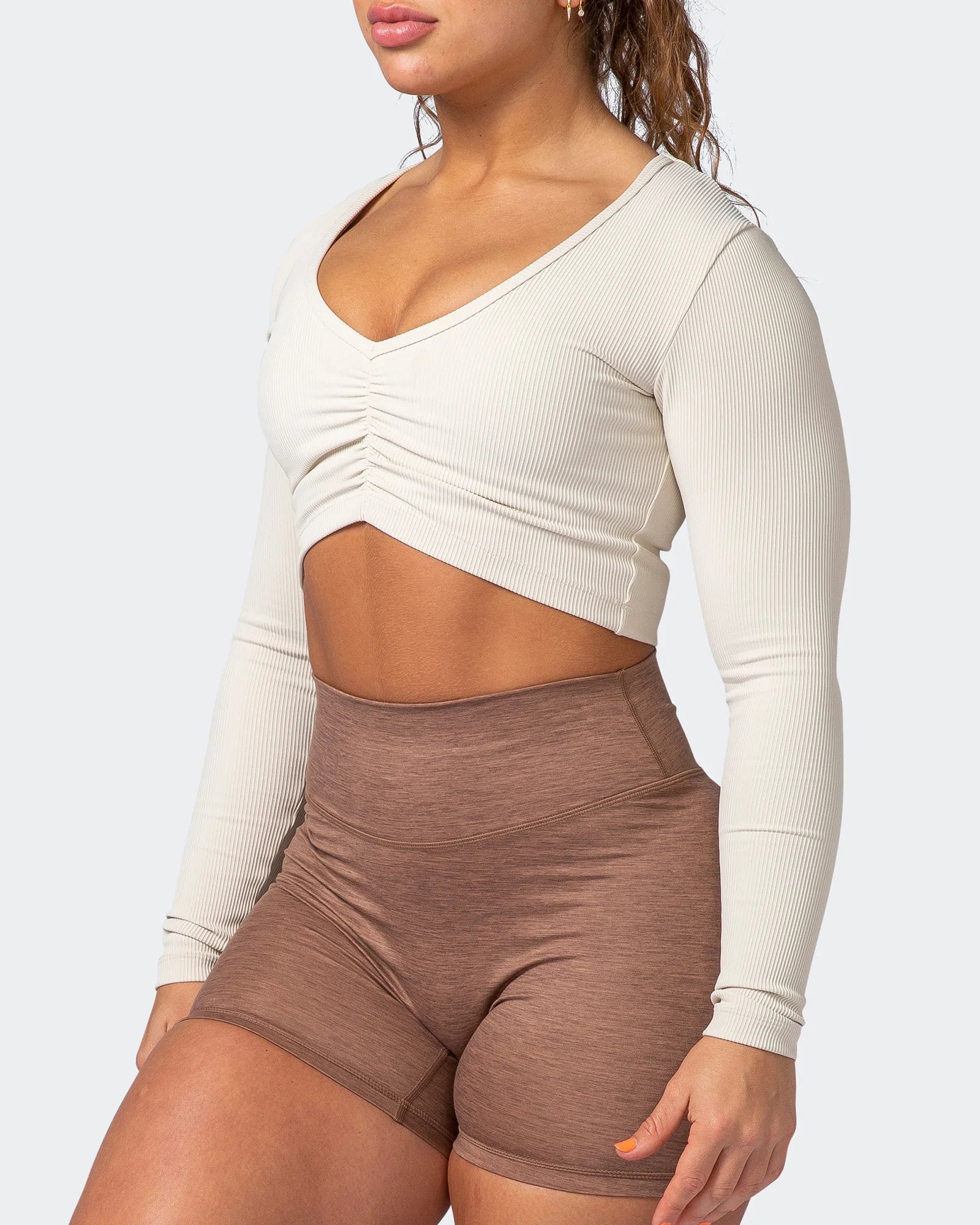 musclenation Crop Tops Align Cropped Rib Top - Cream