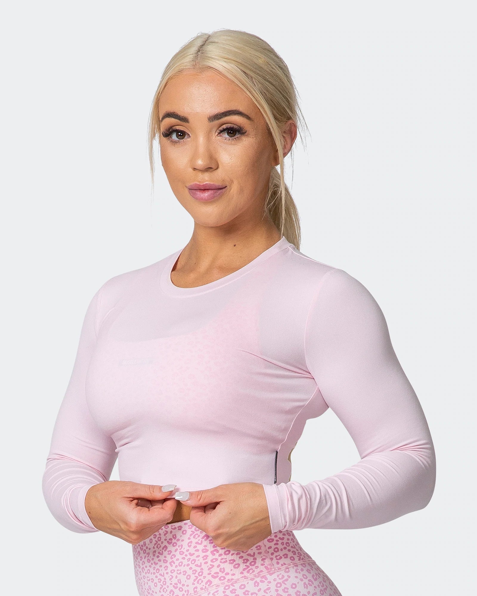 musclenation Crop Tops MN EVERYDAY CROPPED LONG SLEEVE TOP Rose Quartz