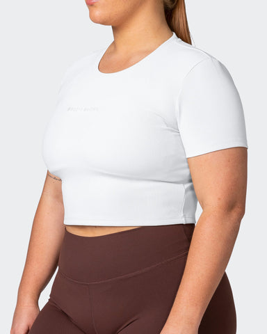 musclenation Crop Tops Off Duty Rib Cropped Tee - White