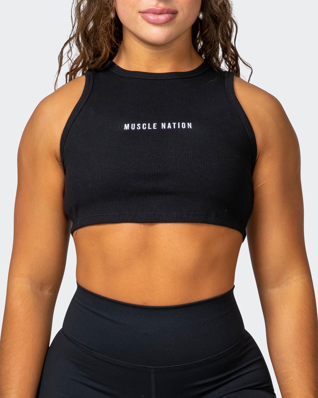 musclenation Crop Tops Stabilise Rib Cropped Tank - Black