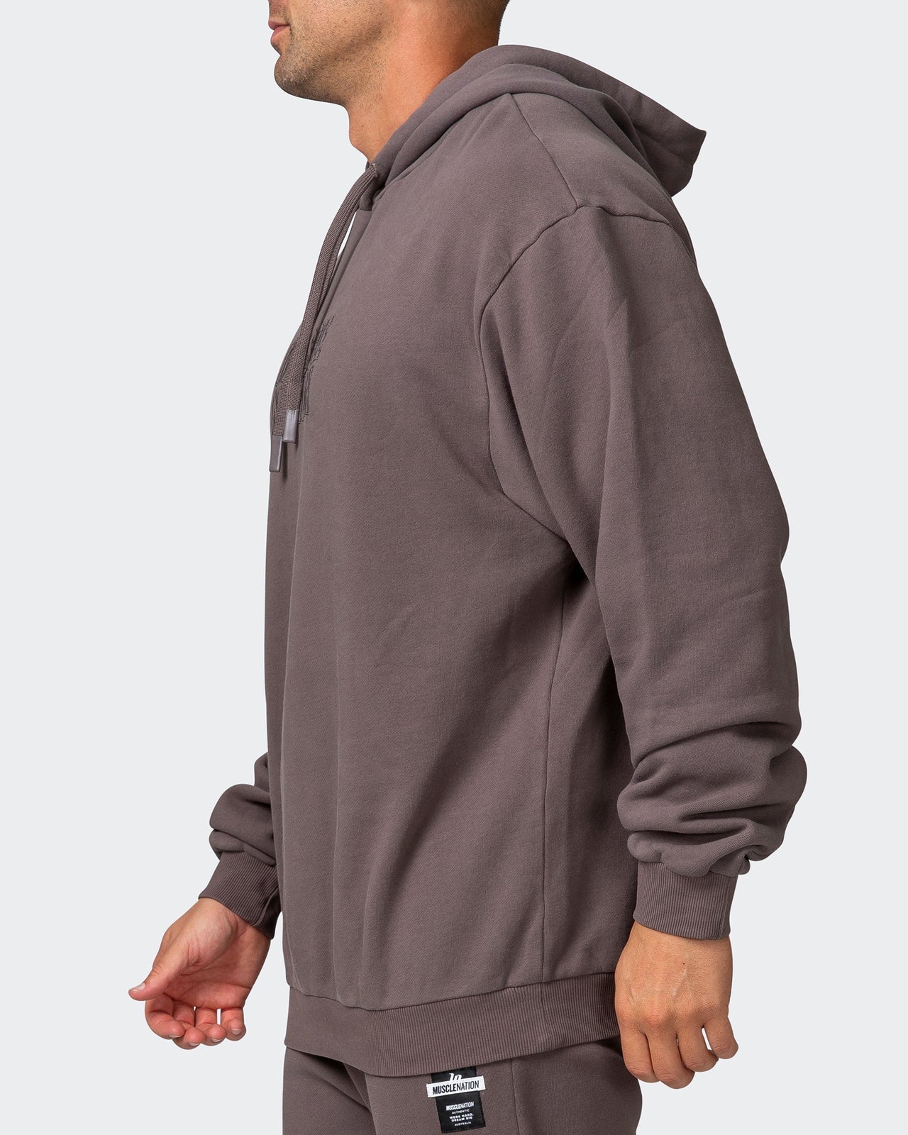 musclenation Hoodies Mens 3D Vintage Oversized Hoodie - Dark Taupe