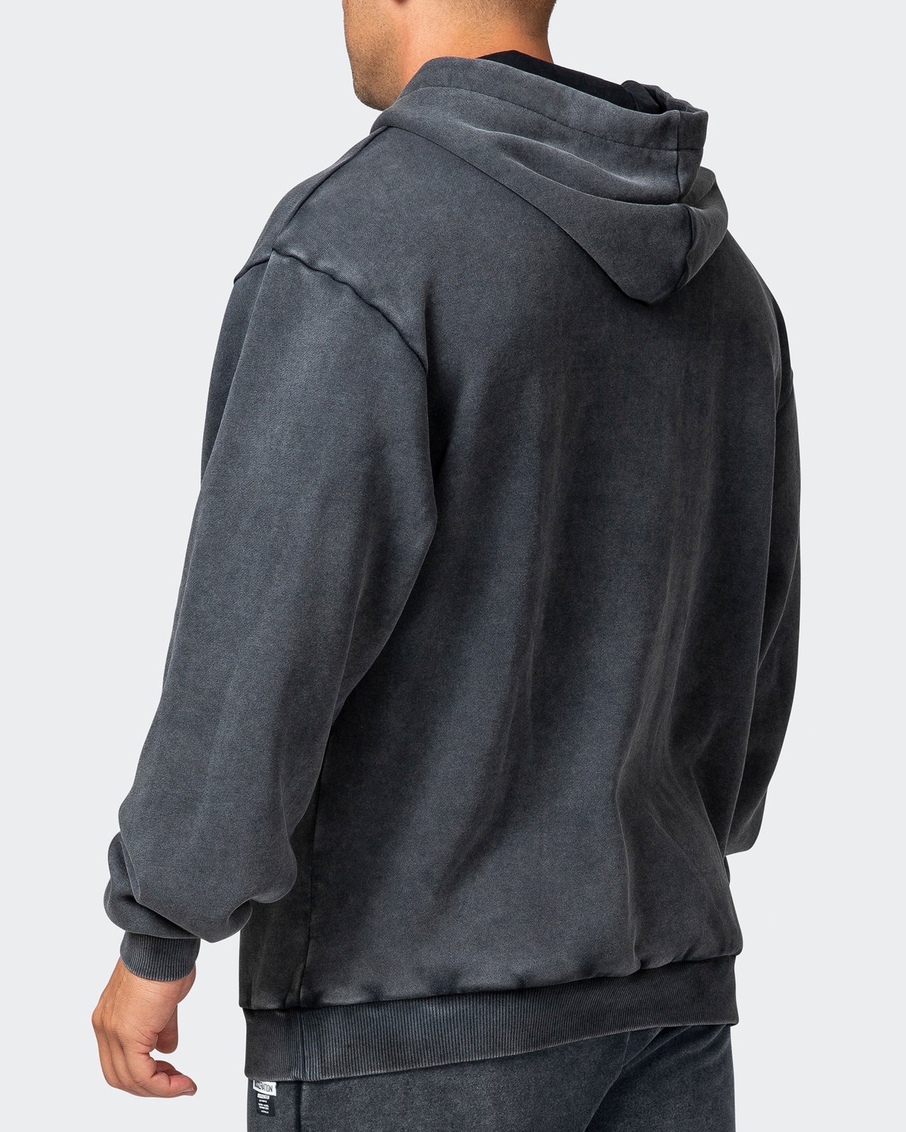musclenation Jumpers Mens 3D Oversized Vintage Hoodie - Washed Black