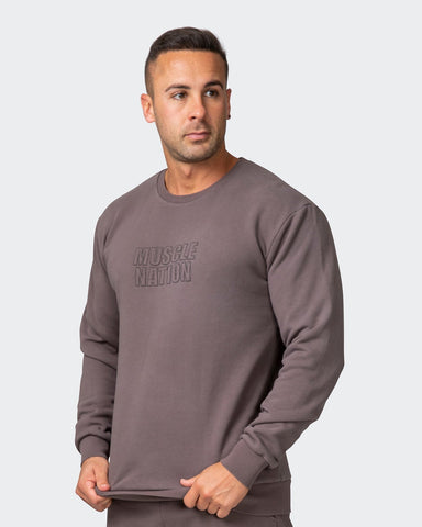 musclenation Jumpers Mens Classic Vintage Pullover - Dark Taupe
