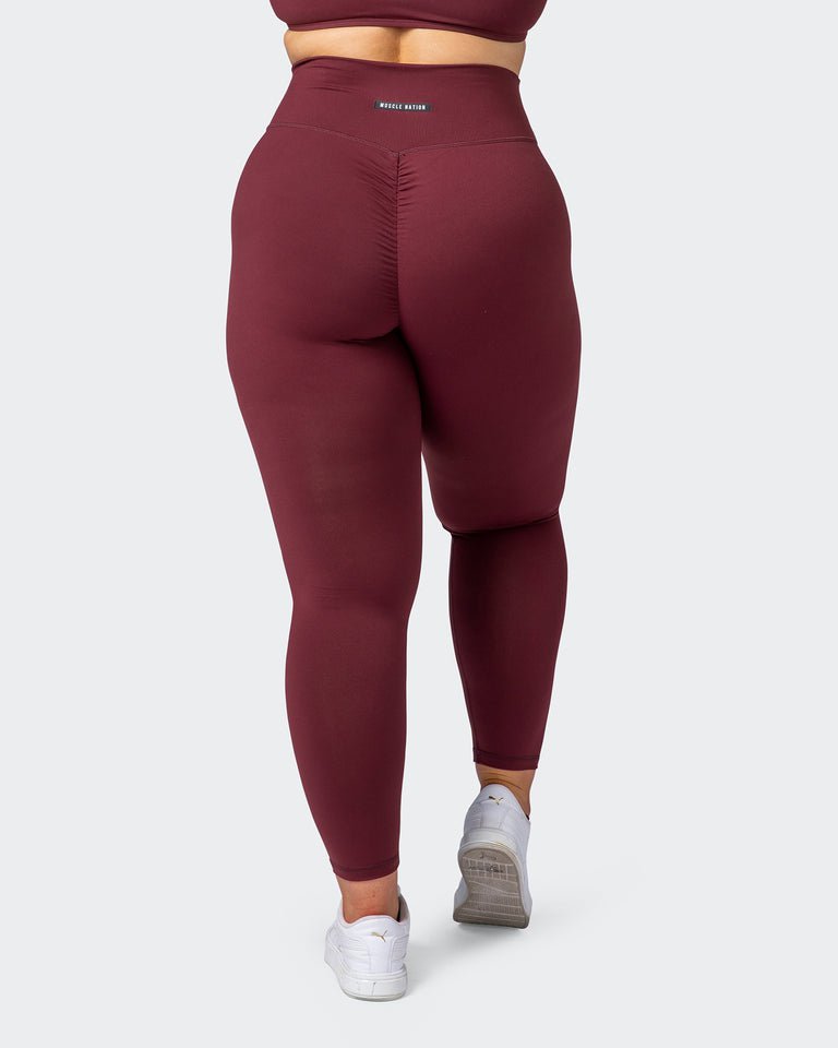 musclenation Leggings Signature Scrunch Ankle Length Leggings Dark Plum
