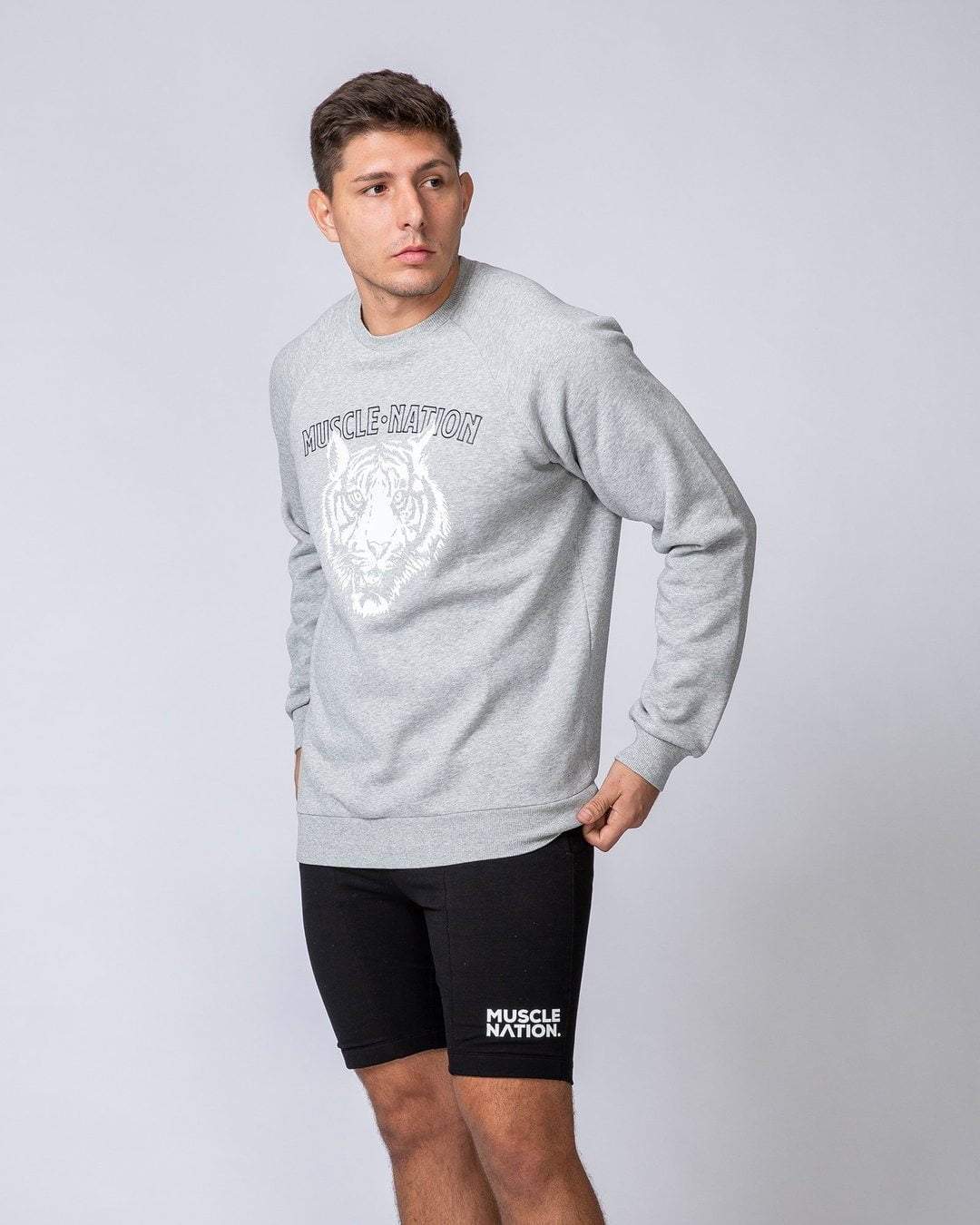 musclenation Mens Courtside Vintage Pullover - Washed Light Grey