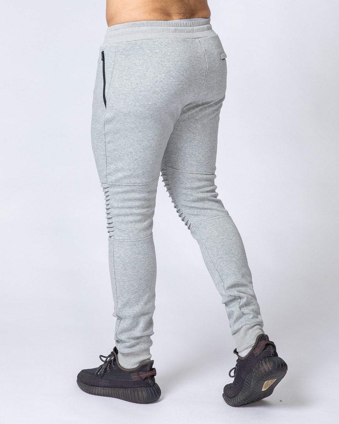 musclenation Mens Moto Tapered Joggers - Light Grey