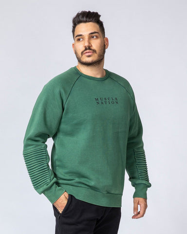 musclenation Mens Moto Vintage Pullover - Washed Fir Green
