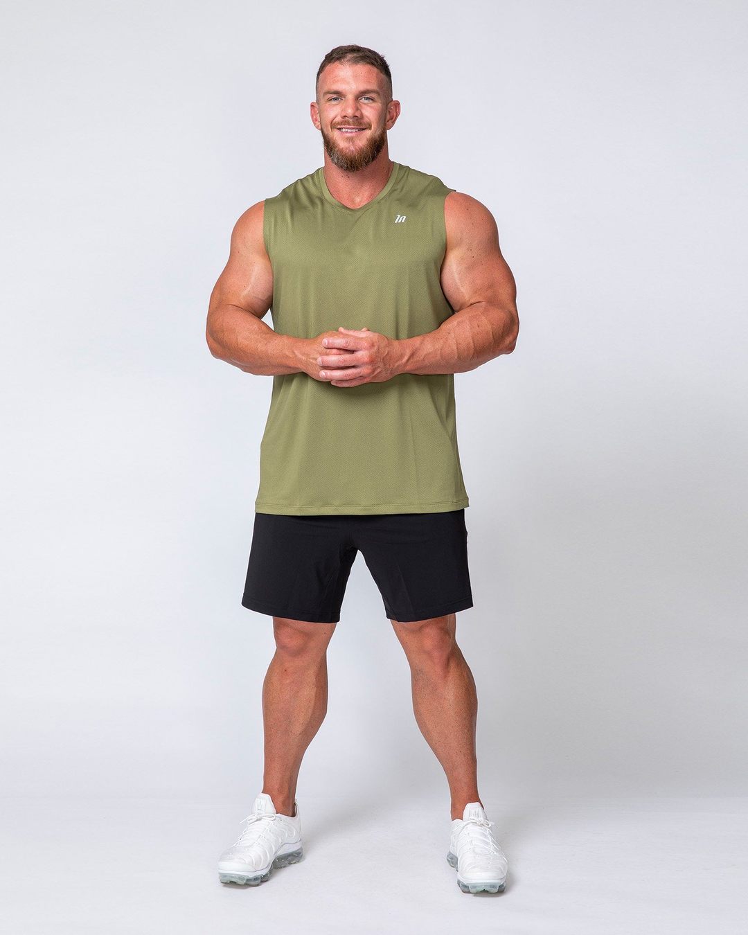musclenation Mens Running Tank - Olive