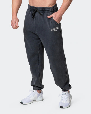 musclenation Pants MENS MN CLUB VINTAGE TRACKIES Washed Black