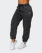 musclenation Pants Womens Slouchy Vintage Trackies - Washed Black