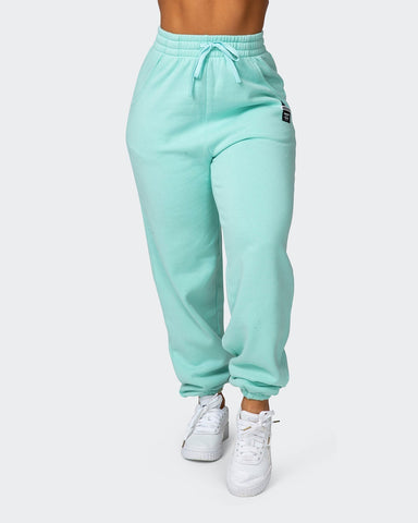 musclenation Pants Womens Slouchy Vintage Trackies - Washed Peppermint