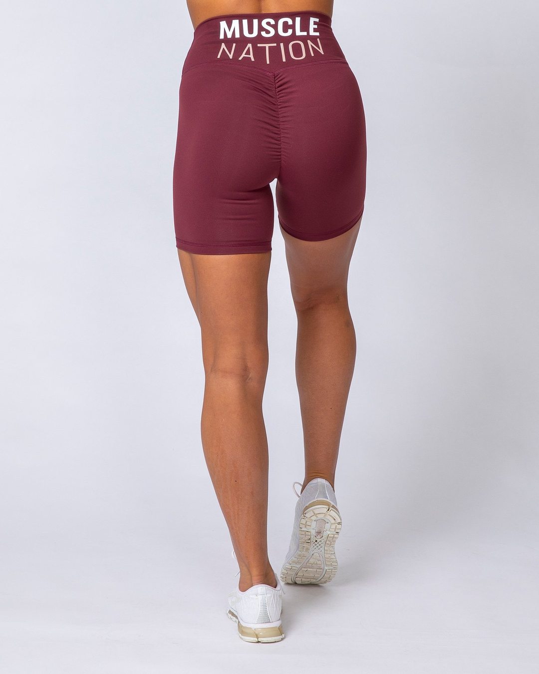 musclenation Prize Fighter Bike Shorts - Wine W/ White &amp; Fawn