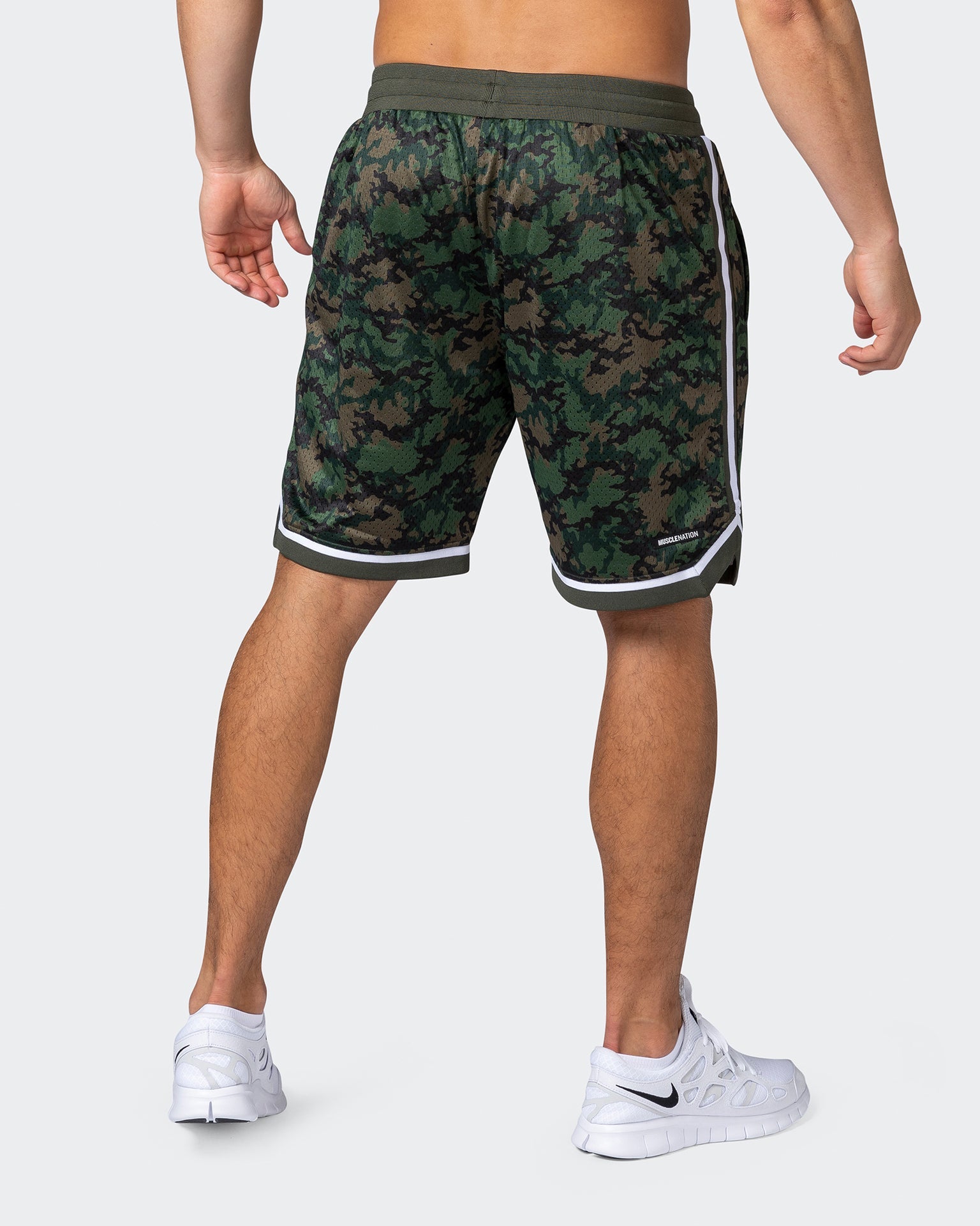 musclenation Shorts Mens 8" Basketball Shorts - Dark Khaki Camo Print