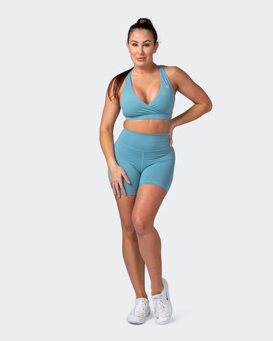 musclenation Shorts Signature Scrunch Bike Shorts-Dusty Jade