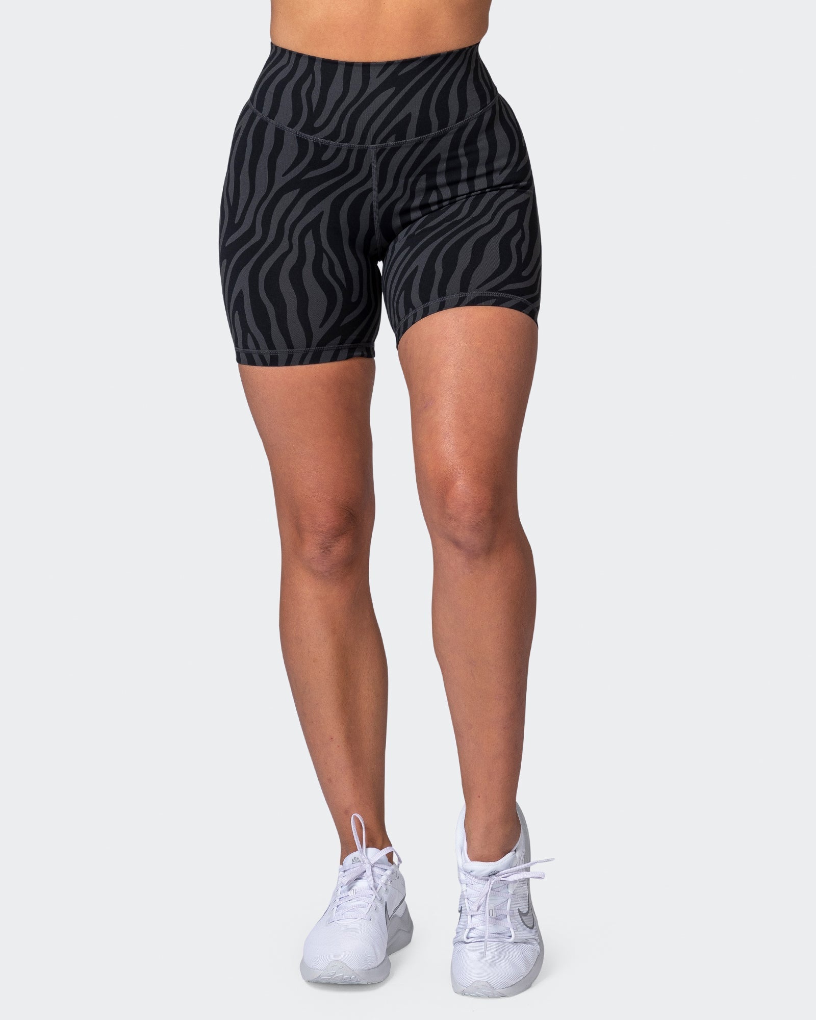 musclenation Shorts Signature Scrunch Bike Shorts - Monochrome Zebra Print