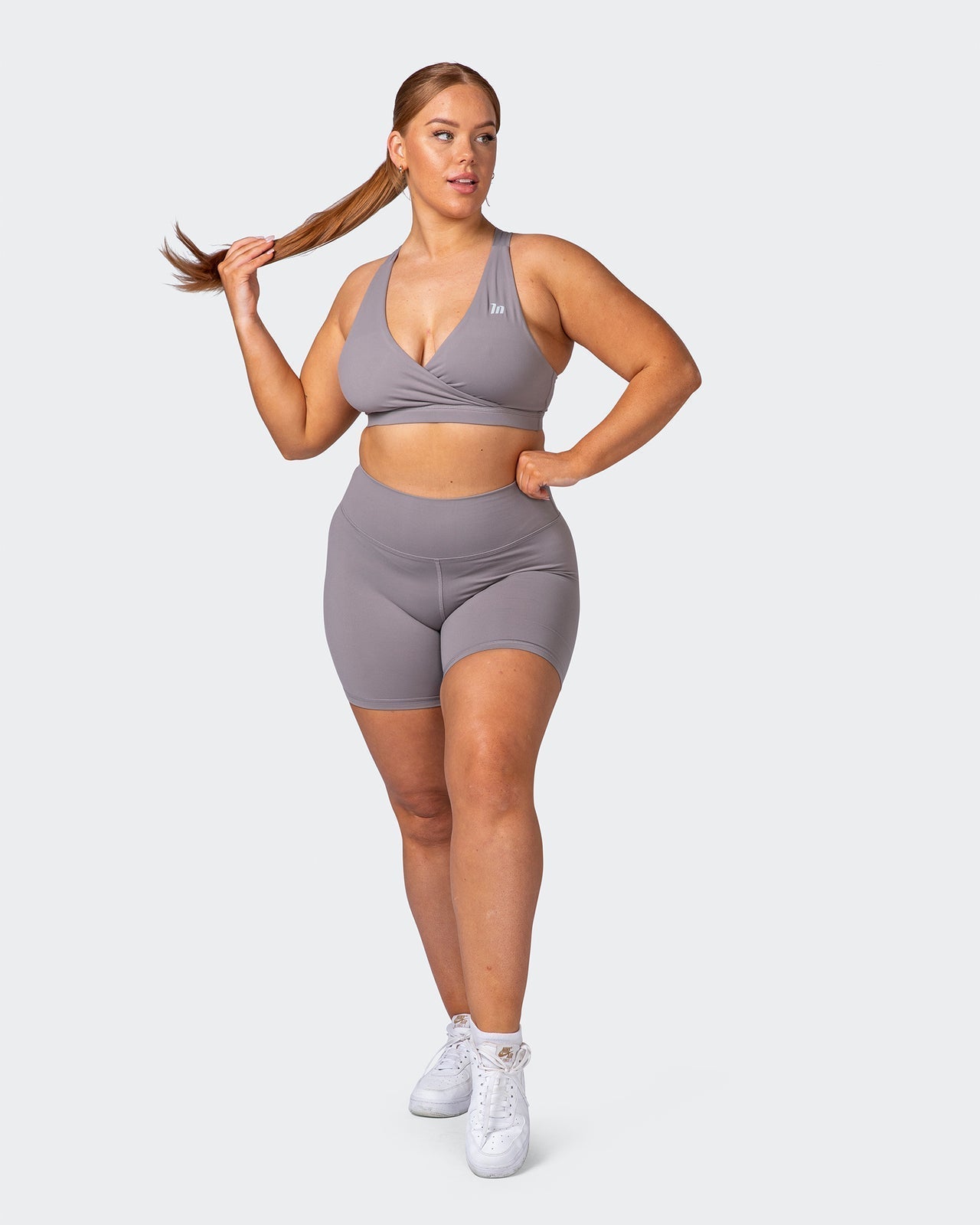 musclenation Shorts Signature Scrunch Bike Shorts-Smoke