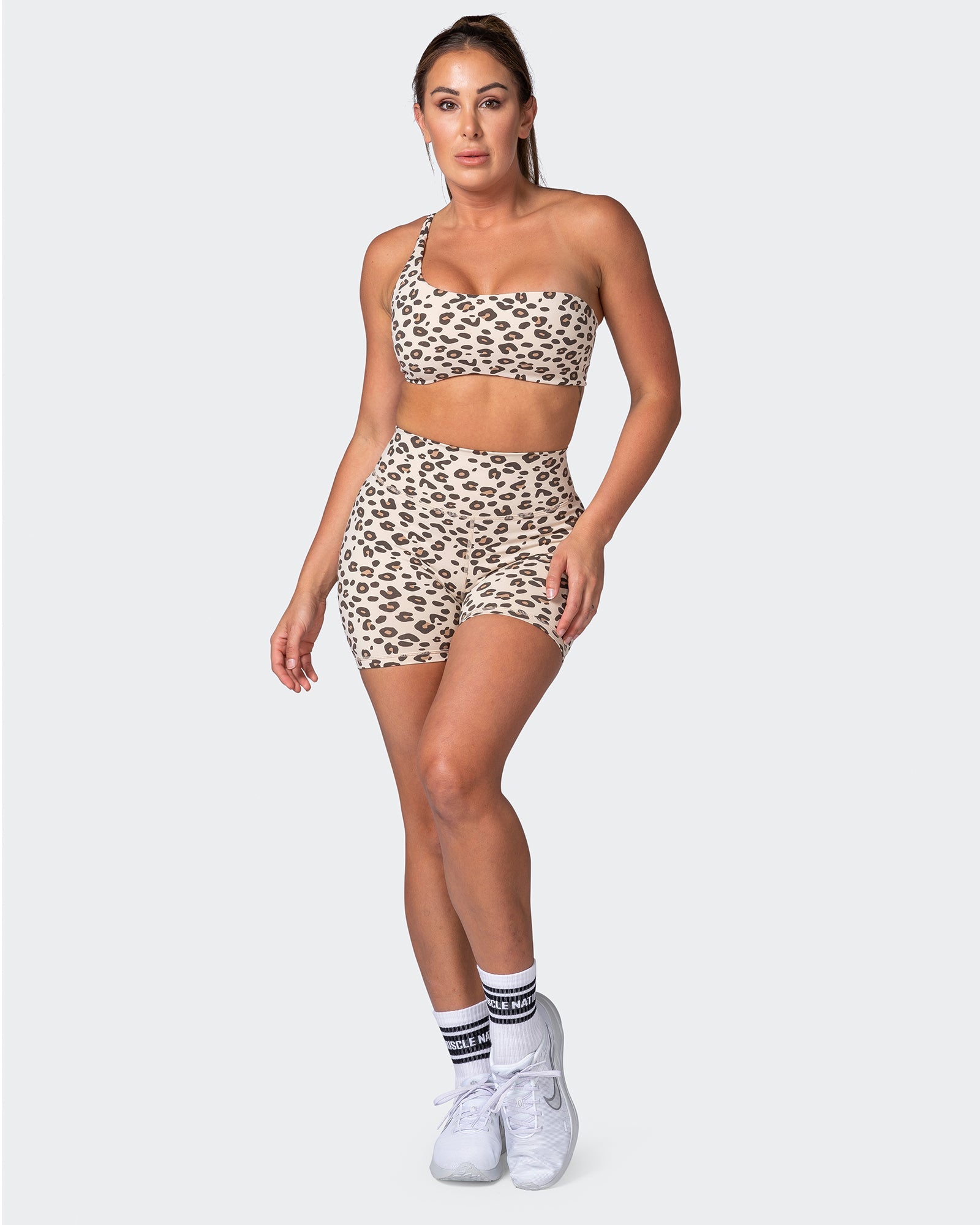 musclenation Shorts Signature Scrunch Midway Shorts - Cheetah Print