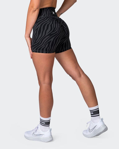 musclenation Shorts Signature Scrunch Midway Shorts - Monochrome Zebra Print