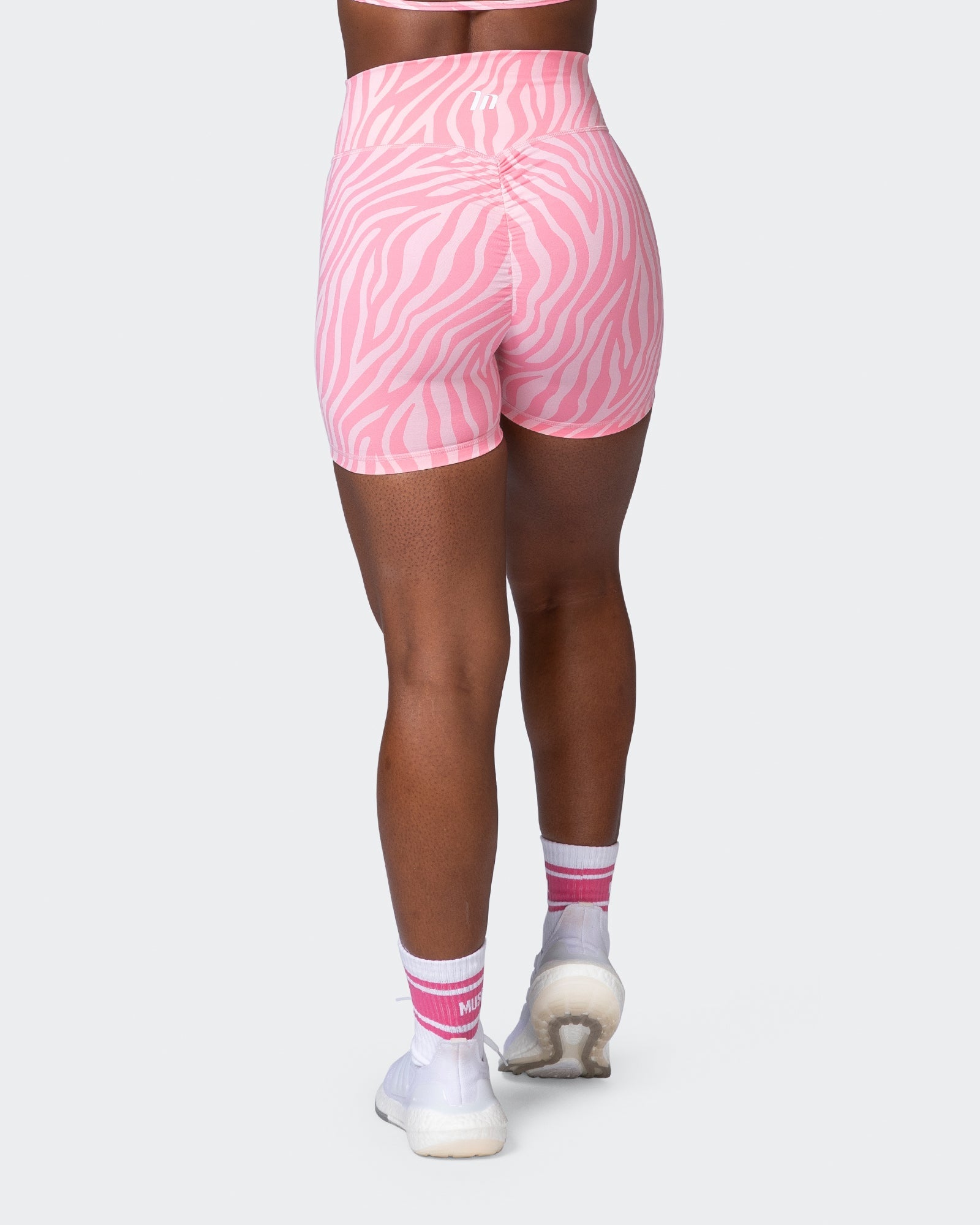 musclenation Shorts Signature Scrunch Midway Shorts - Strawberry Zebra Print