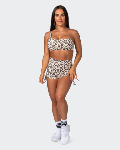 musclenation Shorts Signature Scrunch Tie Up Shorts - Cheetah Print