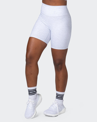 musclenation Shorts Zero Rise Everyday Bike Shorts - White Grey Marl