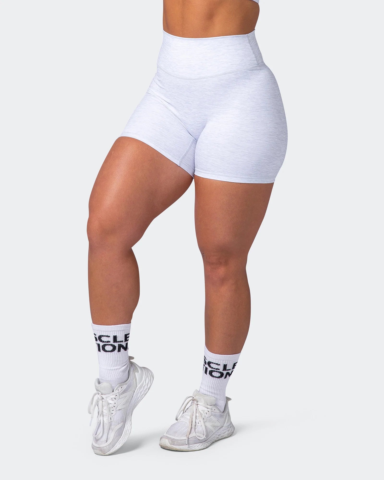 musclenation Shorts Zero Rise Everyday Midway Shorts - White Grey Marl