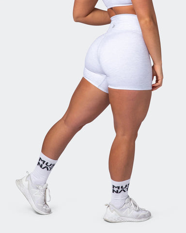 musclenation Shorts Zero Rise Everyday Midway Shorts - White Grey Marl