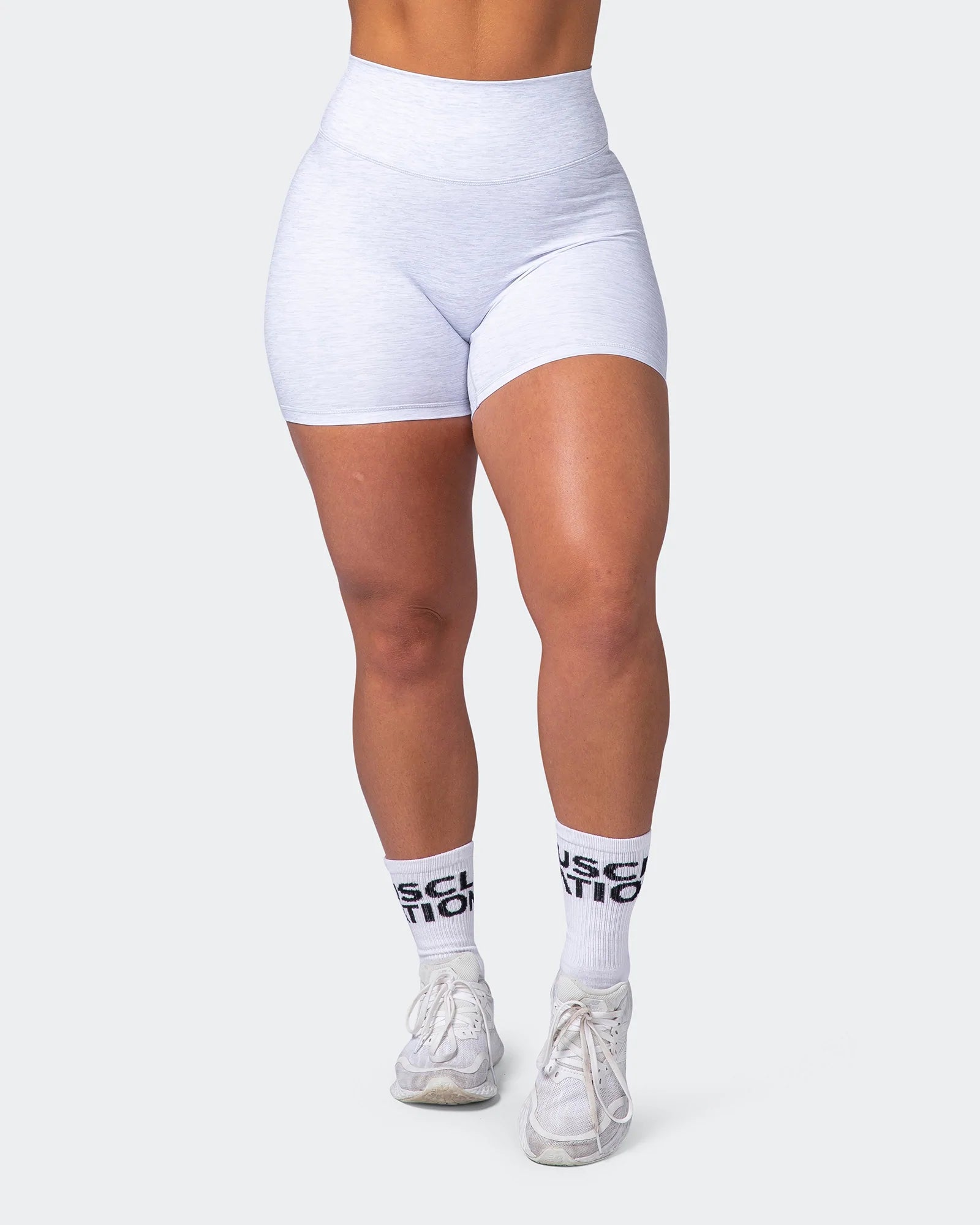 musclenation Shorts Zero Rise Everyday Midway Shorts - White Grey Marl