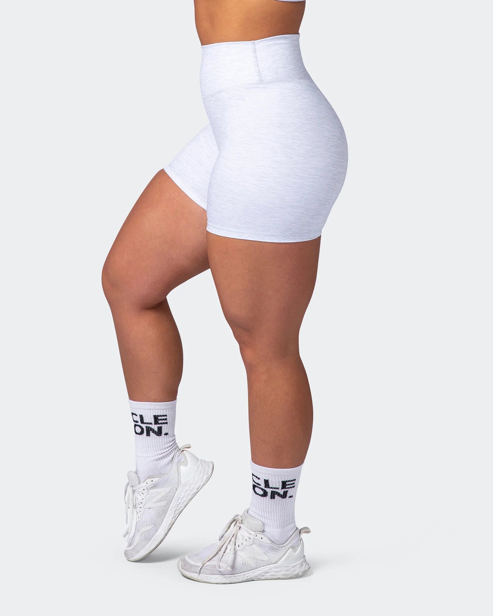 musclenation Shorts Zero Rise Everyday Midway Shorts - White Grey Marl