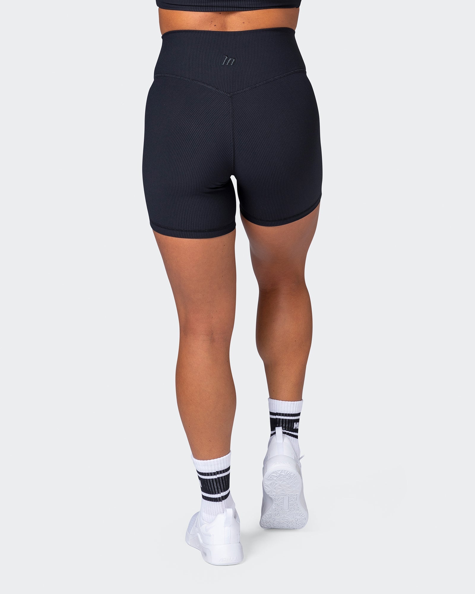 musclenation Shorts Zero Rise Rib Midway Shorts - Black