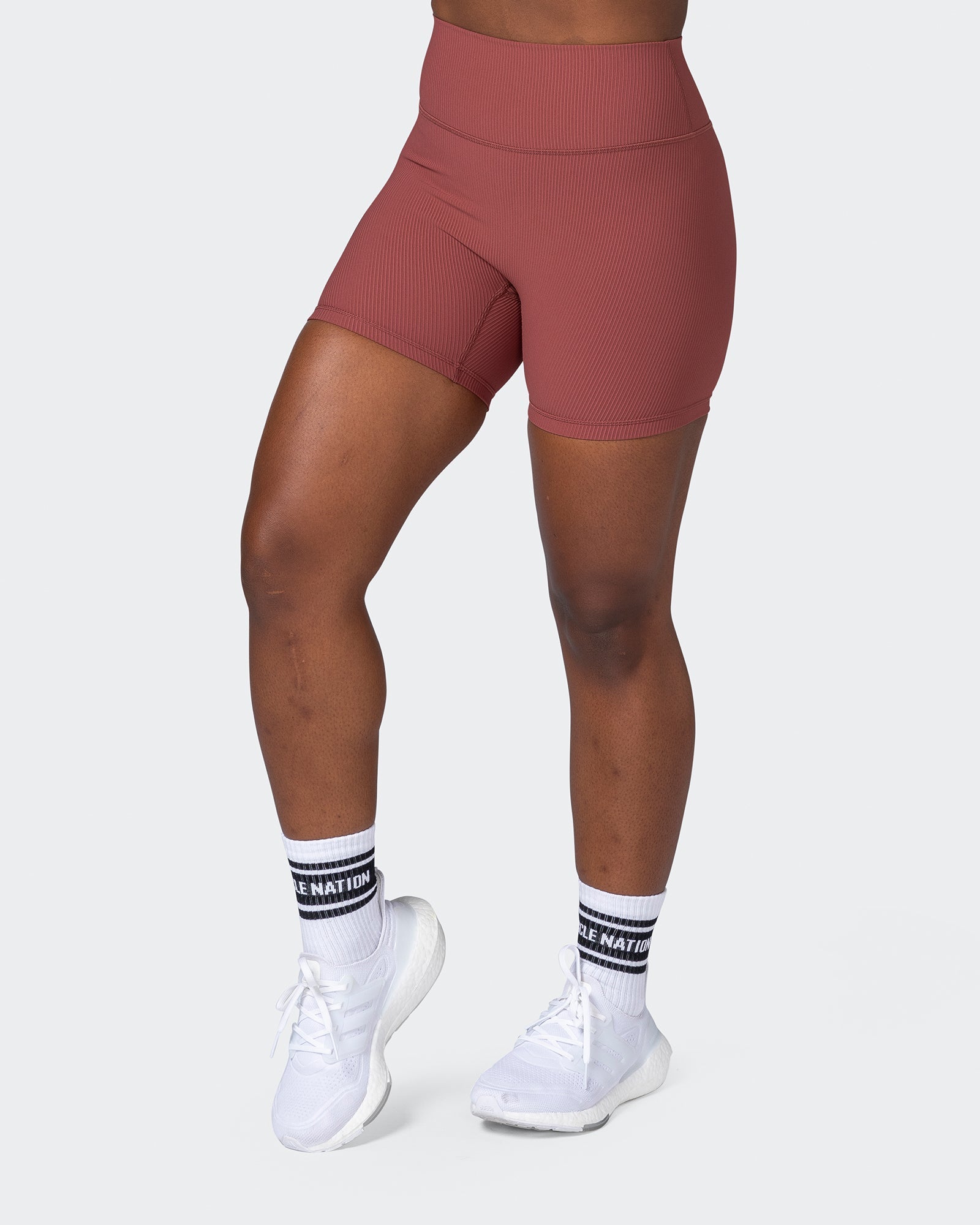 musclenation Shorts Zero Rise Rib Midway Shorts - Maple