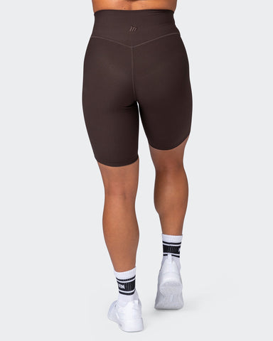 musclenation Shorts Zero Rise Rib Referee Length Shorts - Cocoa