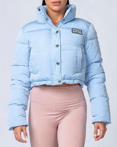 musclenation Sideline Cropped Puffer Jacket - Cashmere Blue