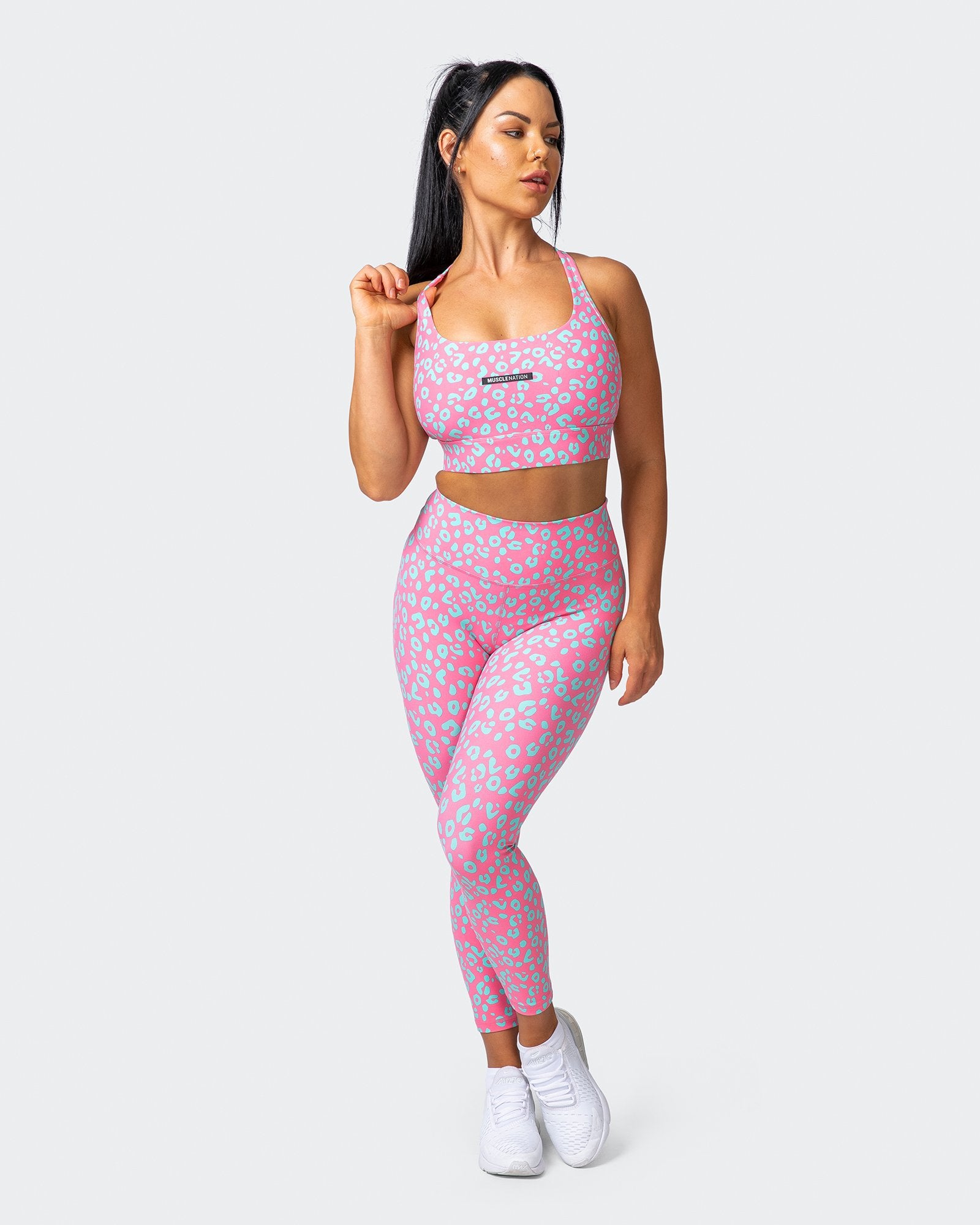 musclenation SIGNATURE SCRUNCH 7/8 LEGGINGS Cotton Candy Cheetah Print