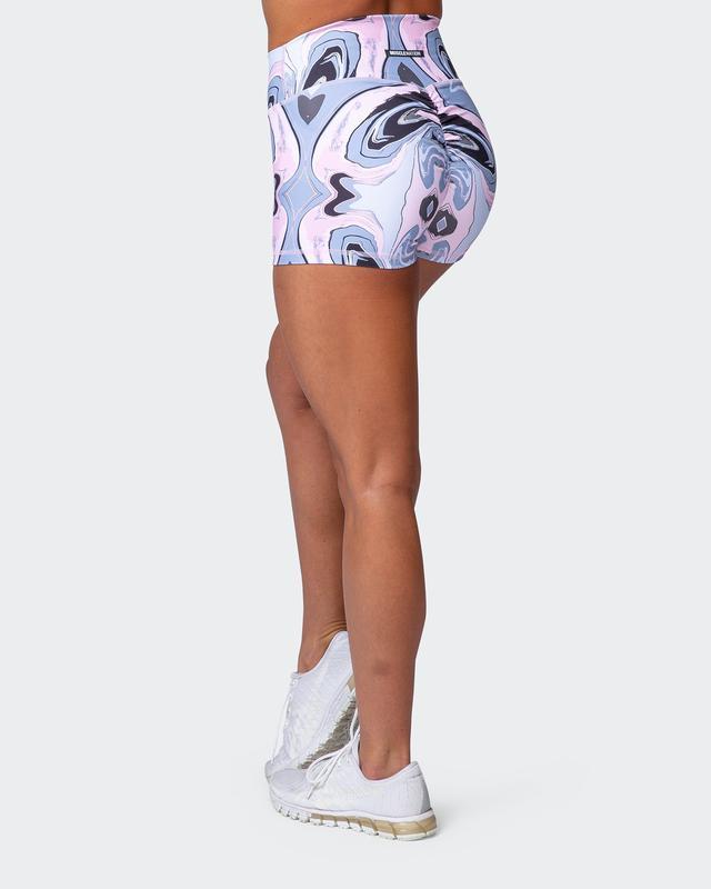 musclenation SIGNATURE SCRUNCH BOOTY SHORTS Marble Print