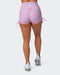 musclenation SIGNATURE SCRUNCH TIE UP BOOTY SHORTS Cotton Candy Cheetah Print