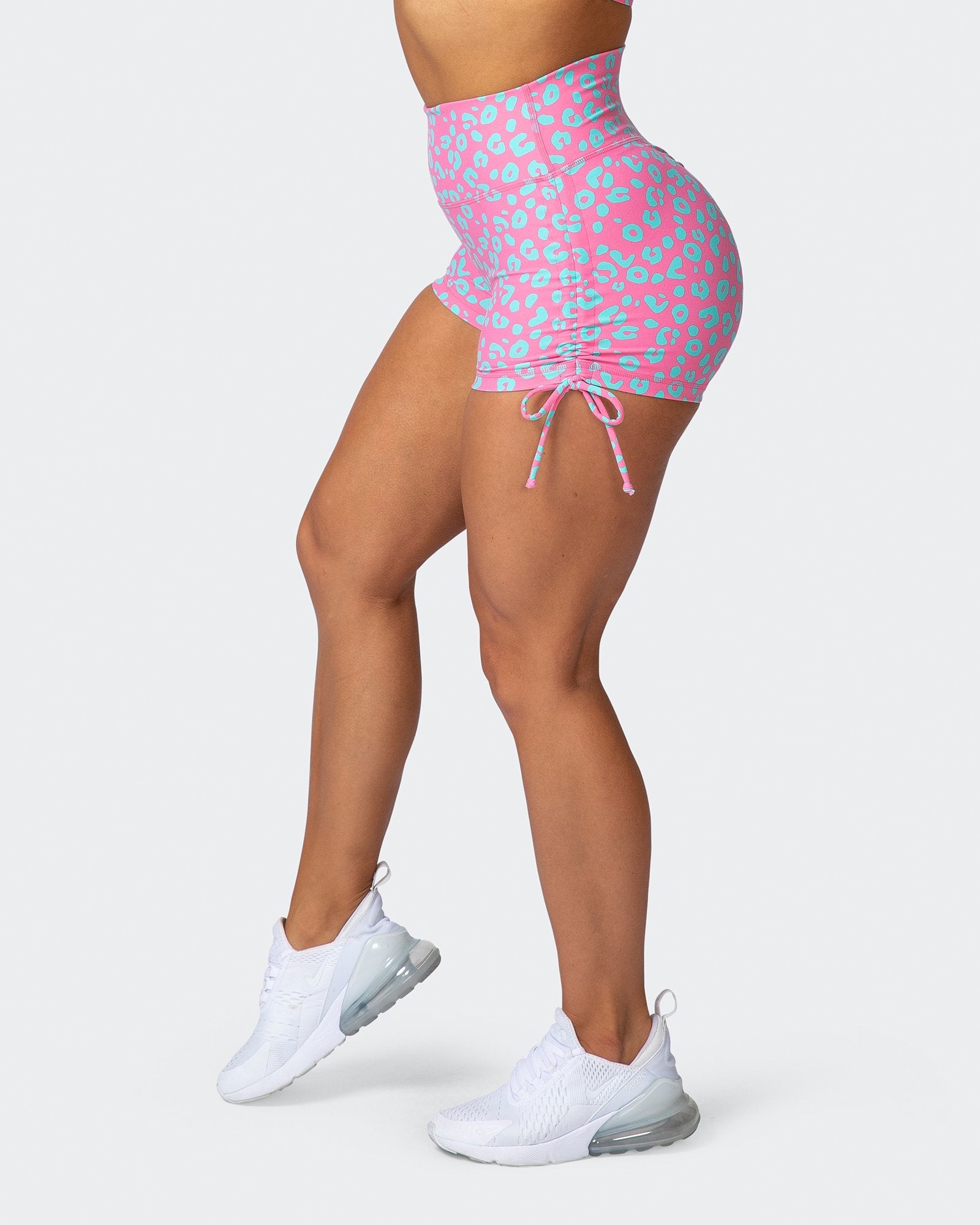 SIGNATURE SCRUNCH TIE UP BOOTY SHORTS Cotton Candy Cheetah Print