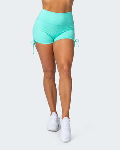 musclenation SIGNATURE SCRUNCH TIE UP BOOTY SHORTS Sea Glass