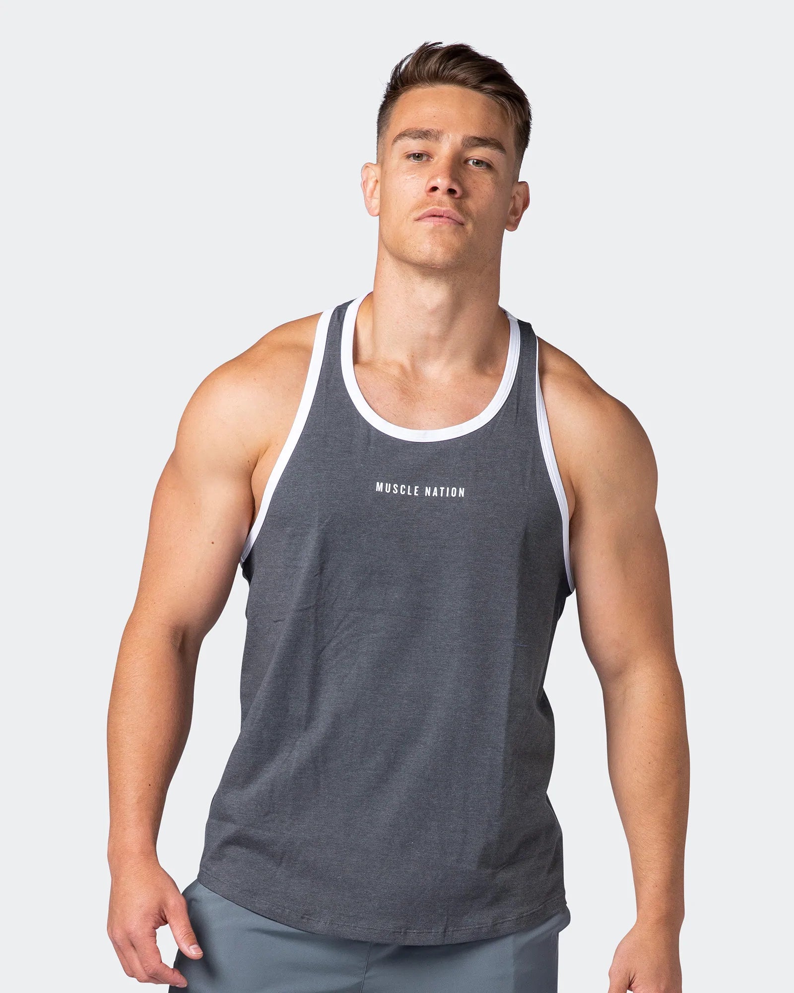 musclenation Singlet Copy of Striker Y Back Singlet - Black Marl
