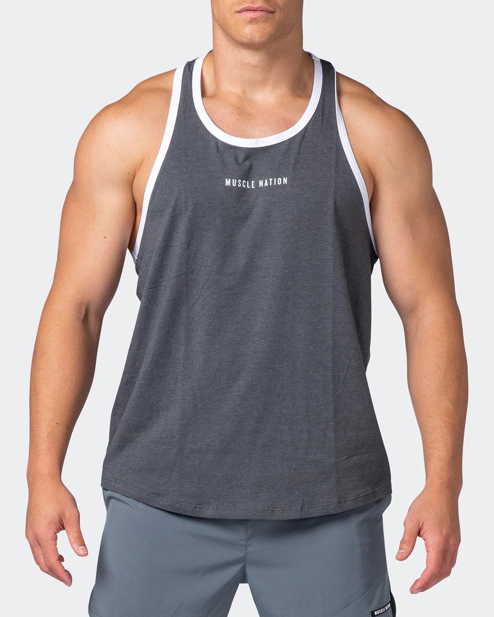 musclenation Singlet Copy of Striker Y Back Singlet - Black Marl
