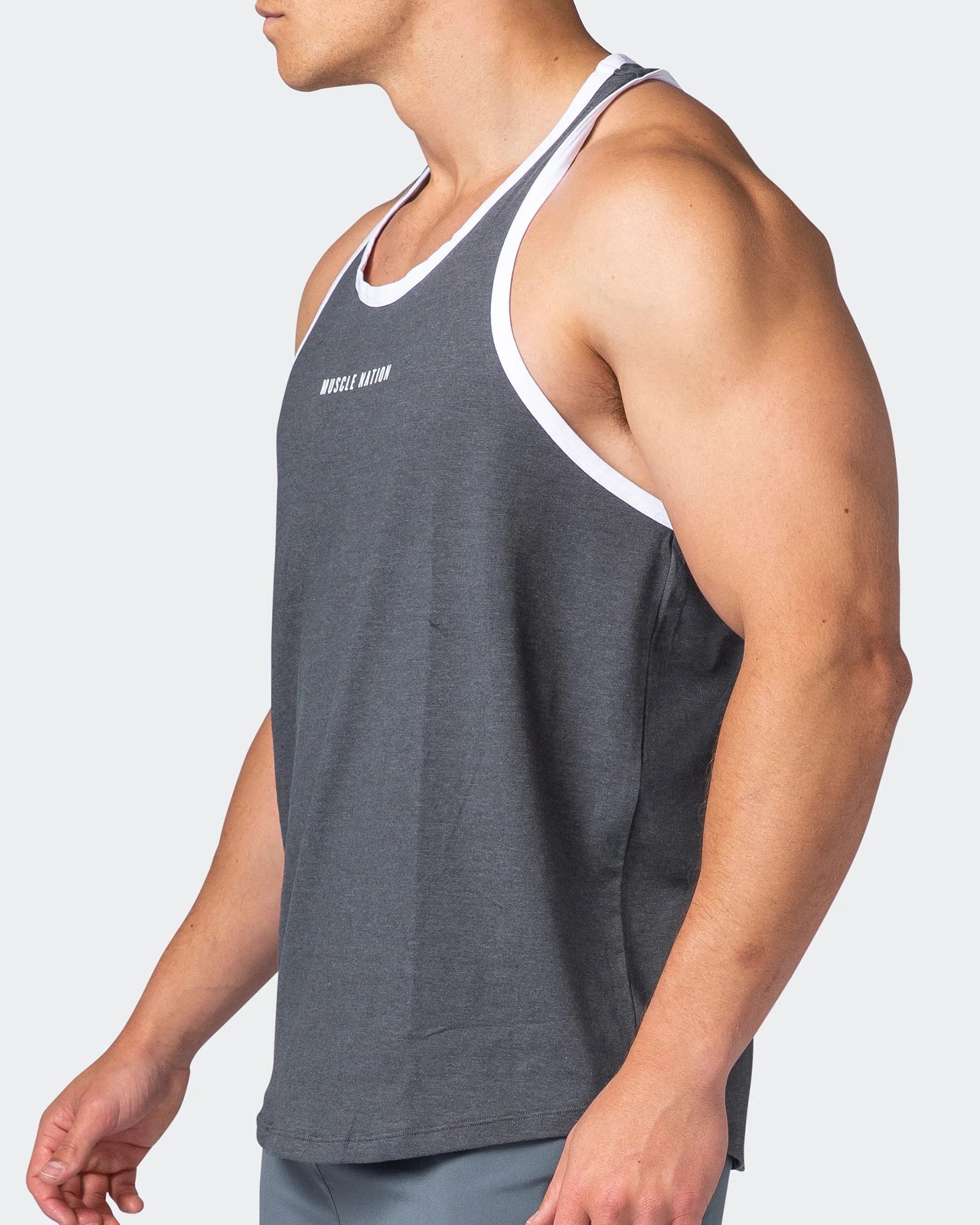 musclenation Singlet Copy of Striker Y Back Singlet - Black Marl
